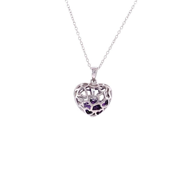 Lab Created February Birthstone 6th Wedding Anniversary Amethyst Necklace Sterling Silver Purple Amethyst Pendant Ready to Ship